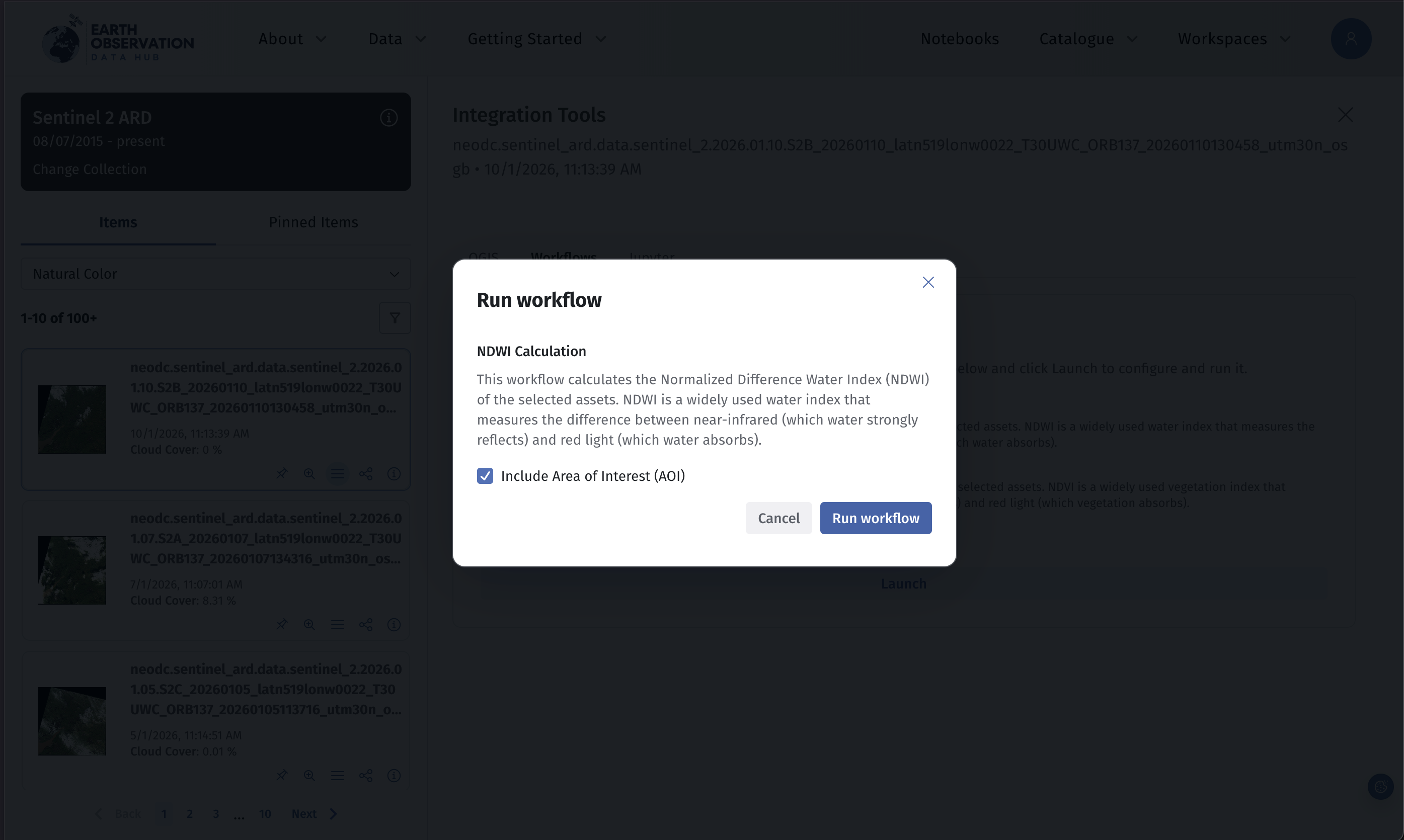 Workflow configuration dialog