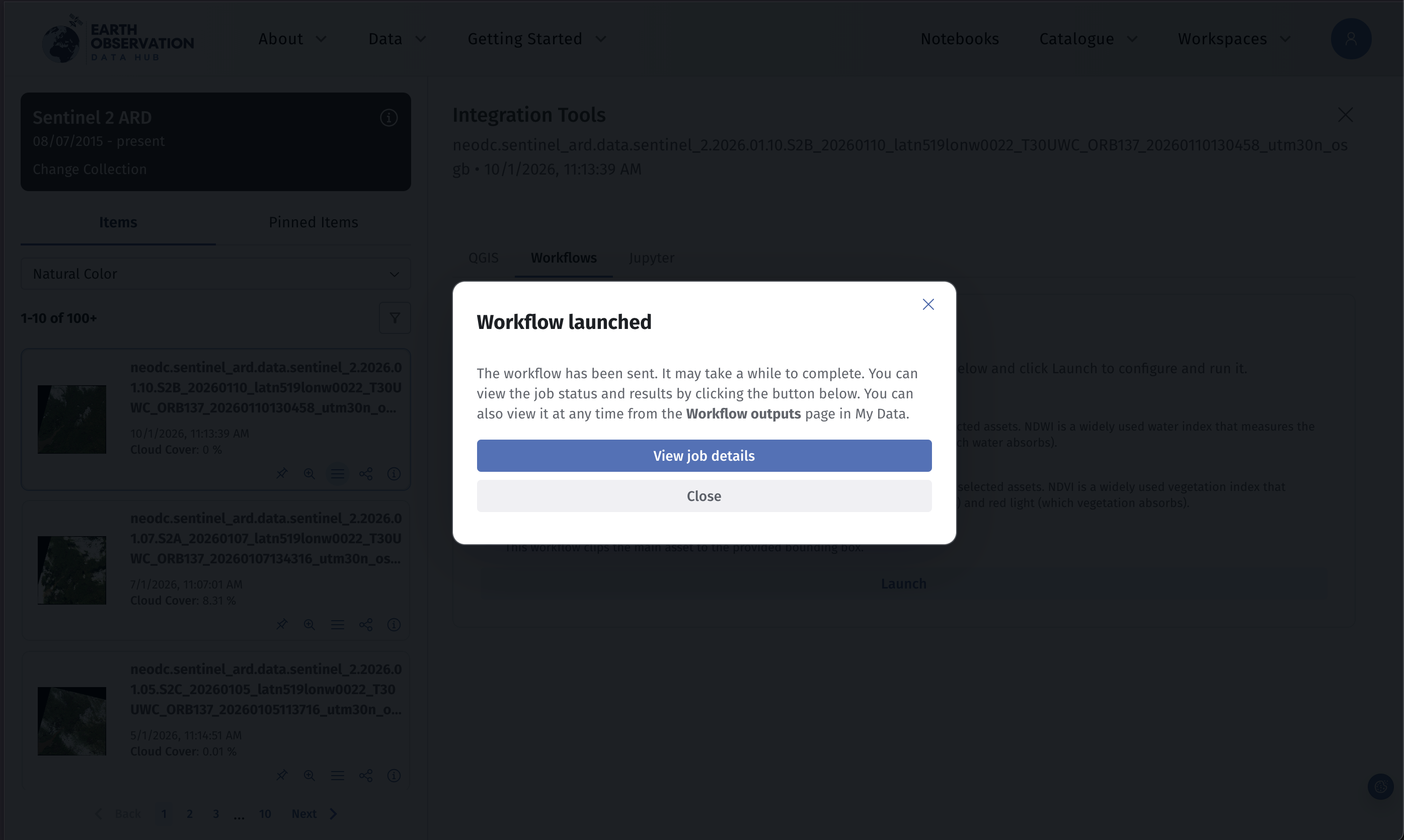 Workflow launched confirmation