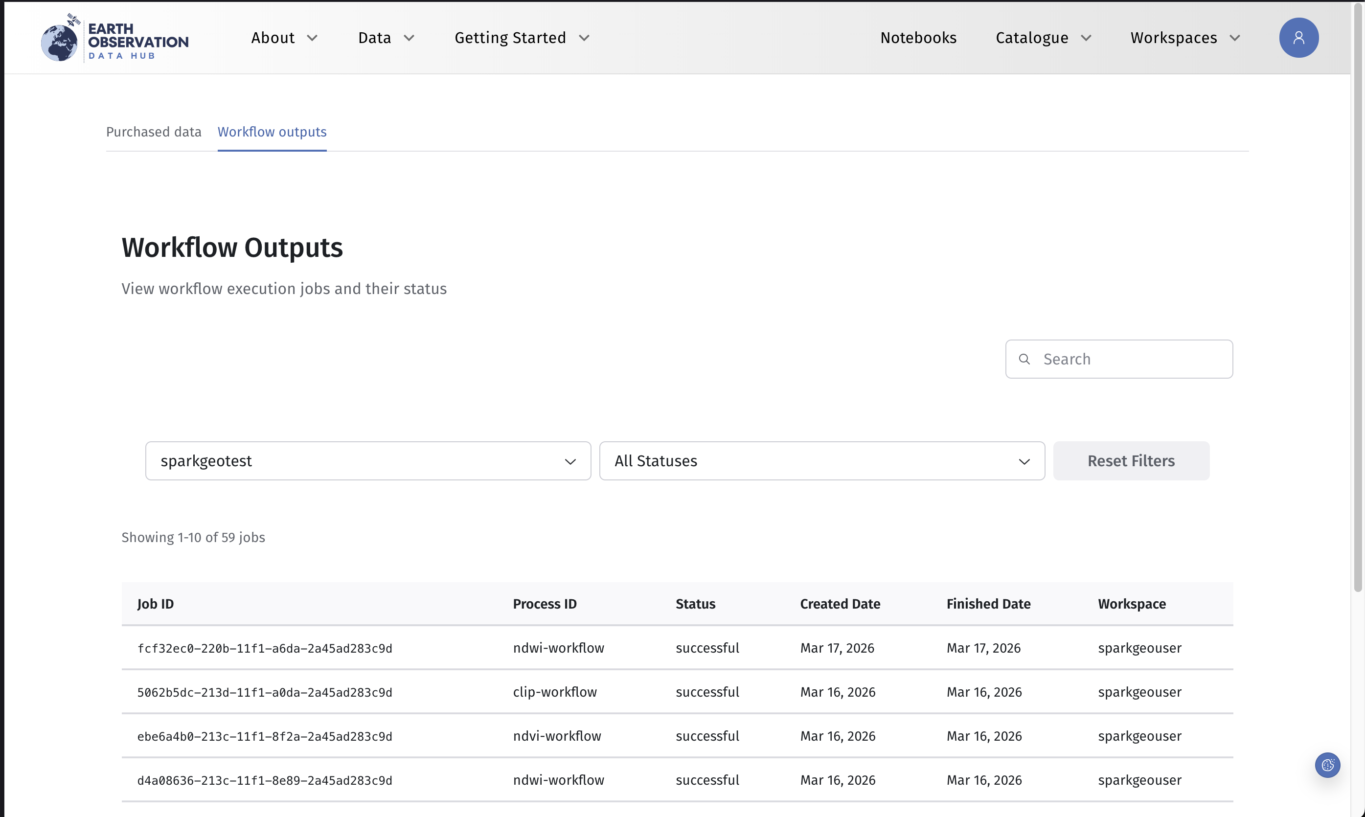 Workflow outputs link from launch dialog